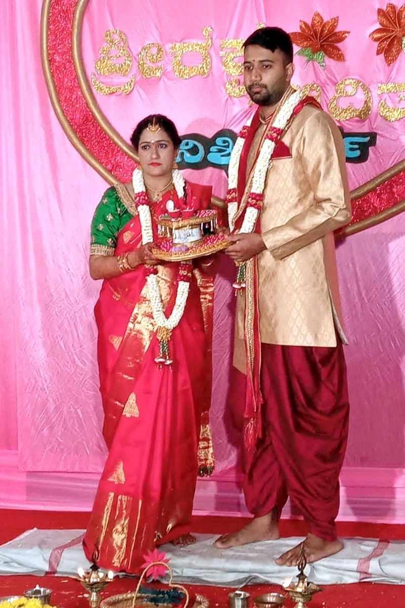 Aditya and ShreeRaksha in a wedding image from the happily married gallery