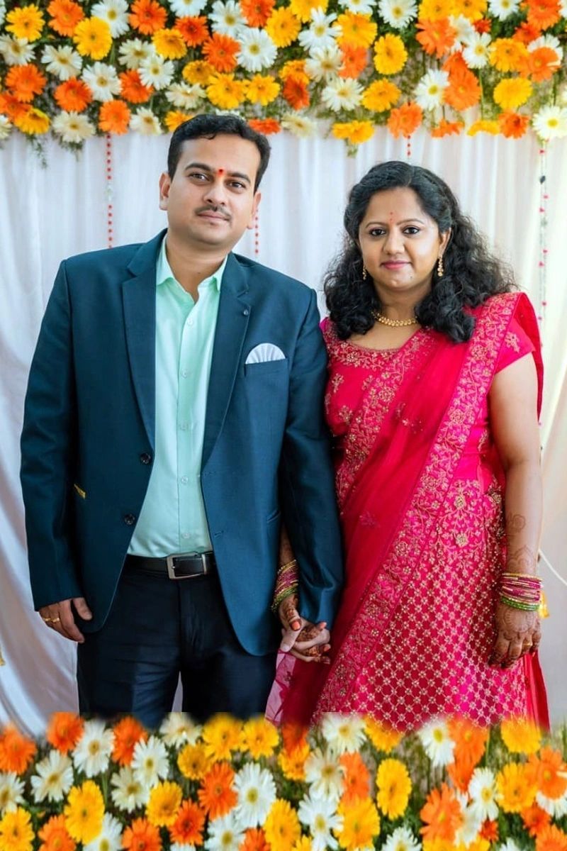 Dileep and Sandhya in a wedding portrait from the happily married gallery