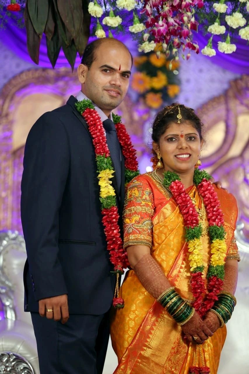 Shwetha and Shrikanth in a wedding image from the happily married gallery